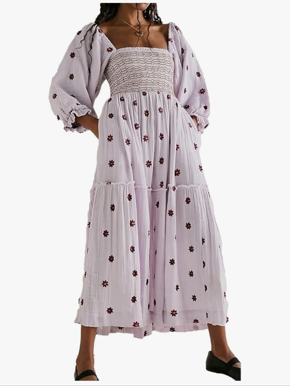 Amazon Floral Square Neck Dress NwOT